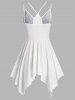 Asymmetrical Floral Heart Print Cami Short Dress -  