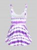 Plus Size Tie Dye Backless Layered Padded Tankini Top Swimsuit -  