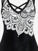 Robe Ligne A Croisée à Imprimé Ethnique de Grande Taille sans Manches - Noir L | US 12