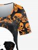 T-shirt Gothique à Imprimé Crâne de Grande Taille - Orange M | US 10