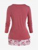 Plus Size Tie Dye Cinched Ruched Lace Panel Twofer T Shirt -  