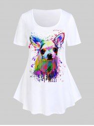 T-shirt à Imprimé Peinture Eclaboussée Animal de Grande Taille - Blanc M | US 10