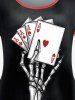 Skeleton Playing Card Printed Gothic Tee and High Rise Rose Print Skinny Leggings Plus Size Outfit -  