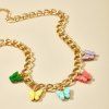 Chunky Chain Colorful Butterfly Choker Necklace -  