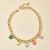 Chunky Chain Colorful Butterfly Choker Necklace -  