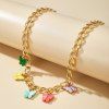 Chunky Chain Colorful Butterfly Choker Necklace -  