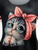 Plus Size 3D Cat Printed Short Sleeves Tee -  
