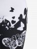 Plus Size Butterfly Printed Two Tone Leggings -  