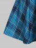 Plaid Print Suspender Skirt And Bowknot Cut Out T-shirt Set -  