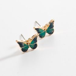 Trendy Butterfly Stud Earrings - GREEN