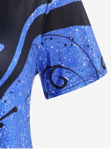 Plus Size Plant Printed Two Tone Tee