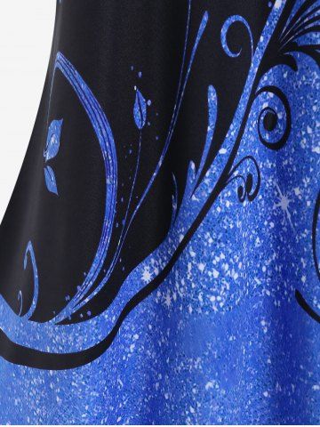 Plus Size Plant Printed Two Tone Tee