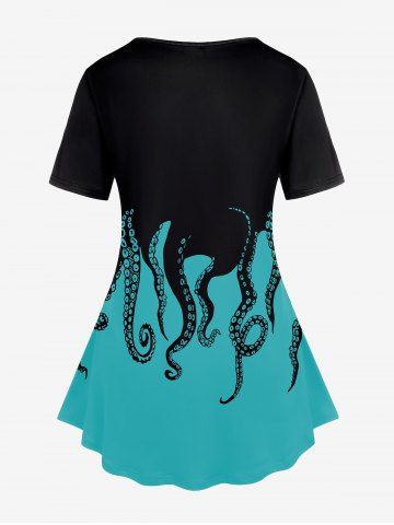 Plus Size Short Sleeve Octopus Print Tee