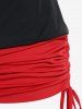 Plus Size Butterfly Sleeve Ripped Cinched 2 in 1 Tee -  