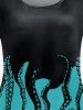 Plus Size Short Sleeve Octopus Print Tee -  