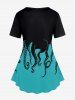 Plus Size Short Sleeve Octopus Print Tee -  
