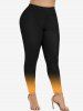 Plus Size High Waist Skull Print Skinny Leggings -  