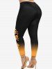 Plus Size High Waist Skull Print Skinny Leggings -  