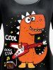 T-shirt à Imprimé Graphique Dinosaure Dessin Animé de Grande Taille - Noir 5x | US 30-32