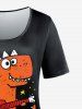 T-shirt à Imprimé Graphique Dinosaure Dessin Animé de Grande Taille - Noir 5x | US 30-32