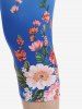 Plus Size High Waist Floral Print Capri Skinny Leggings -  
