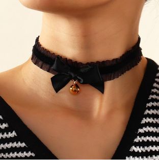 Bowknot Lace Gauze Bell Elastic Choker Necklace