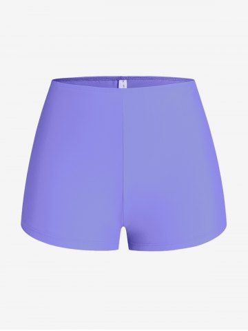 Plus Size Solid Basic Boyshorts Swimsuit