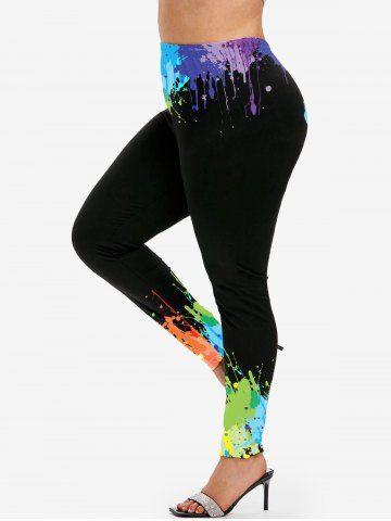 Plus Size Paint Splatter Skinny Leggings