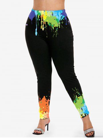 Plus Size Paint Splatter Skinny Leggings