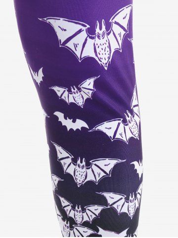 Plus Size Halloween High Waist Bat Print Skinny Leggings