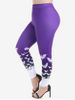 Plus Size Halloween High Waist Bat Print Skinny Leggings -  