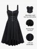 Robe Mi-Longue Haute Basse Gothique Bouclée de Grande Taille à Lacets - Noir 2x | US 18-20