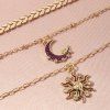 2Pcs Layered Sun Moon Ear Wheat Pendant Choker Necklaces -  