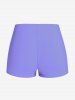 Plus Size Solid Basic Boyshorts Swimsuit -  