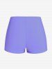 Plus Size Solid Basic Boyshorts Swimsuit -  