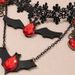 Halloween Bat Lace Pendant Necklace Choker -  