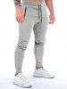 Drawstring Elastic Waist Casual Sport Jogger Sweatpants -  