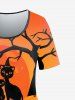 T-shirt D'Halloween à Imprimé Chat et Arbre de Grande Taille - Orange 3X | US 22-24
