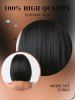 Perruque Synthétique Lisse Coupe Au Carré avec Frange - Noir Ensemble de 1 Pièce 12 pouces