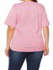 Plus Size Solid Color Laser Cut Out Scalloped Casual Summer T Shirt -  