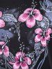 Plus Size Skew Neck Floral Print Tee and Cinched Tank Top Set -  