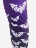 Plus Size Halloween High Waist Bat Print Skinny Leggings -  