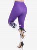 Plus Size Halloween High Waist Bat Print Skinny Leggings -  