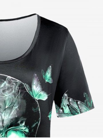 Gothic Butterfly Skull Print Tee