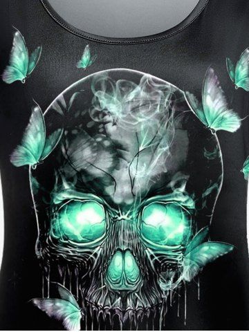 Gothic Butterfly Skull Print Tee