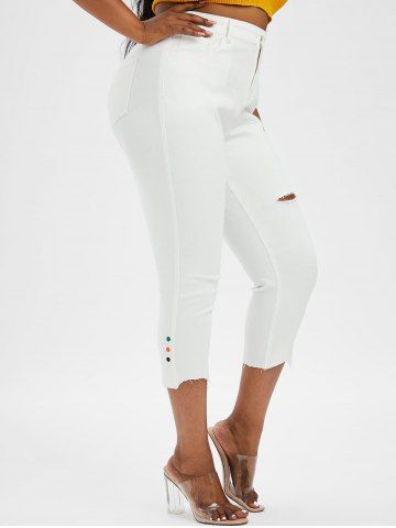 Plus Size & Curve Ripped Raw Hem Tapered Cropped Jeans