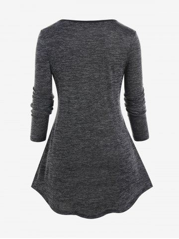 Plus Size Space Dye Lace Up Tee