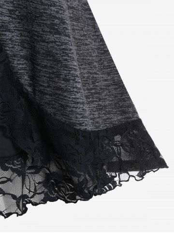 Plus Size Space Dye Lace Up Tee