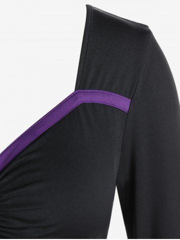 Gothic Plus Size Flare Sleeves Lace Up Two Tone Handkerchief Top