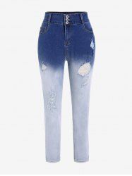 Plus Size Dip Dye Ripped Jeans -  